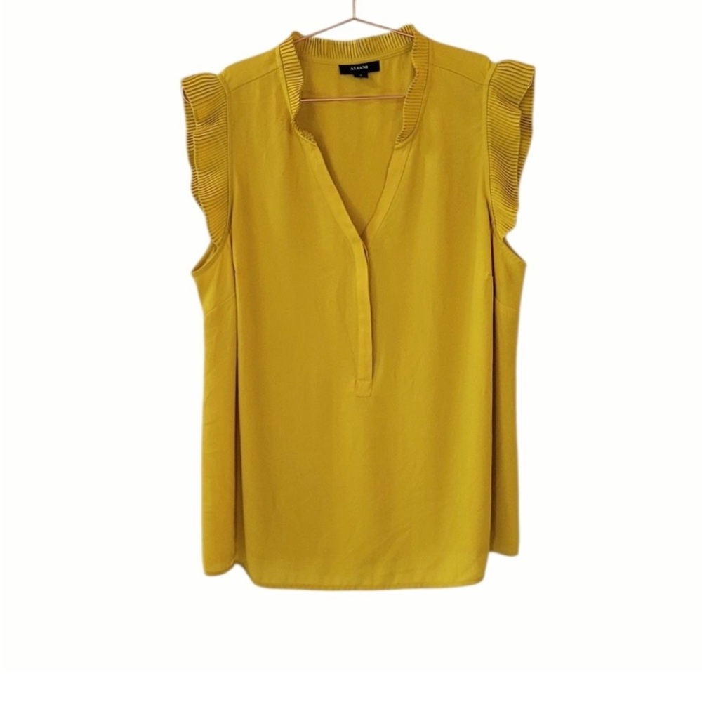 Alfani Yellow Ruffle Sleeve Blouse 1X – Women’s Plus Size Sleeveless Top